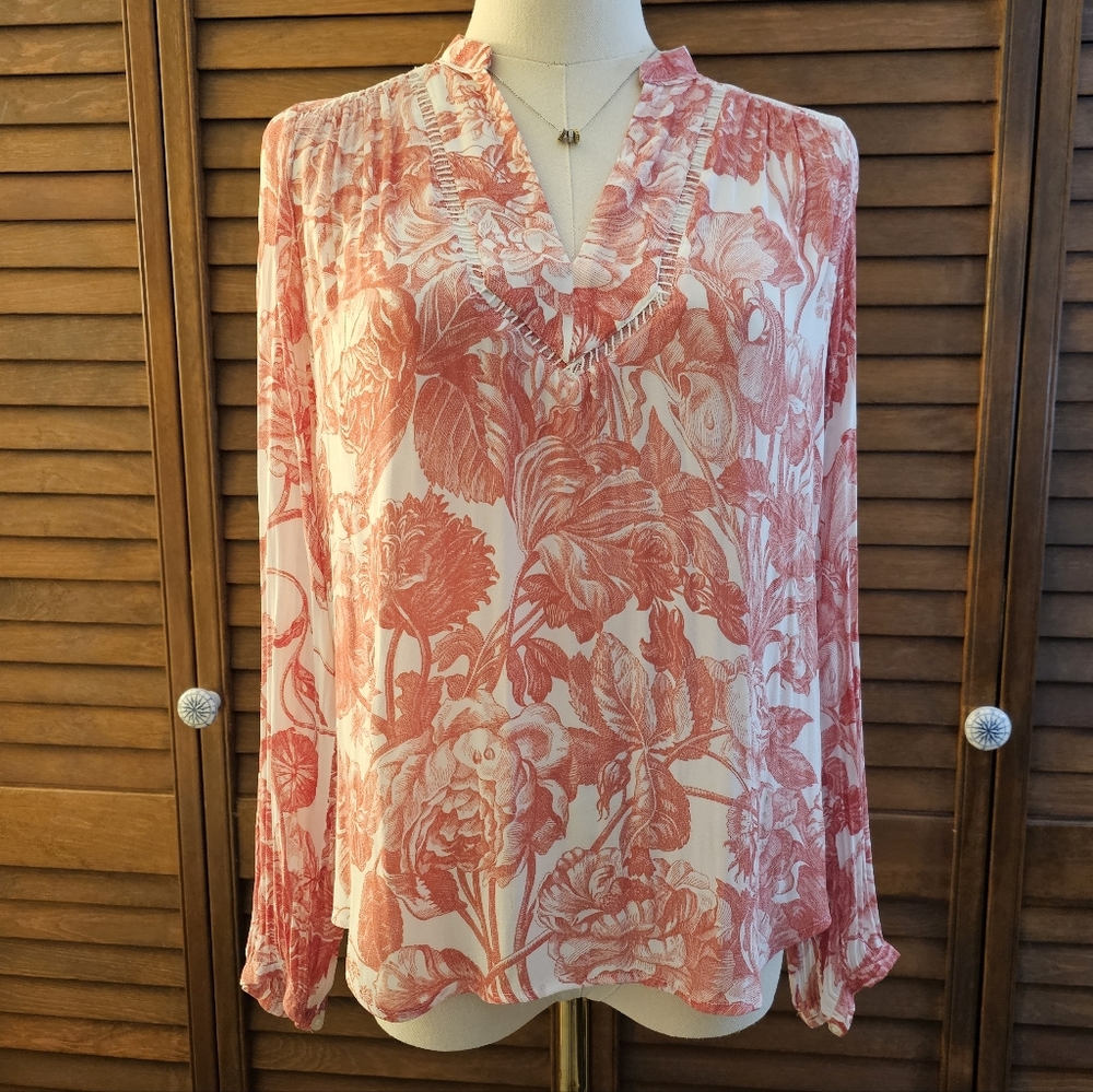 LOFT Long-sleeved, Lightweight, Floral Blouse